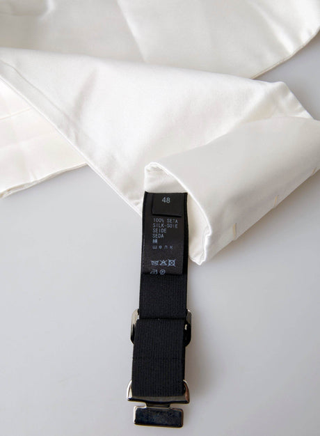 Dolce & Gabbana White Men Wide Waist Silk Belt Cummerbund - Hilstor