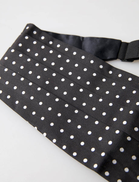 Dolce & Gabbana Black Silk Polka Waist Tuxedo Belt Cummerbund - Hilstor