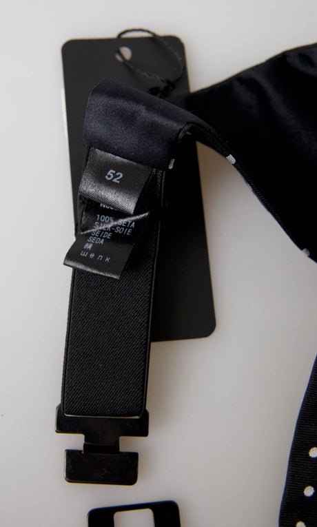 Dolce & Gabbana Black Silk Polka Waist Tuxedo Belt Cummerbund - Hilstor