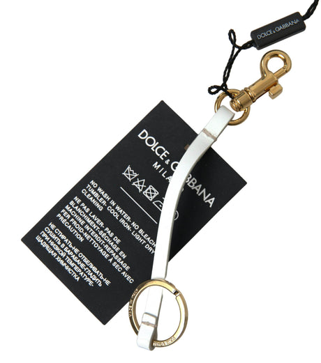 Dolce & Gabbana Black Silicone DG Logo Gold Brass Keychain - Hilstor