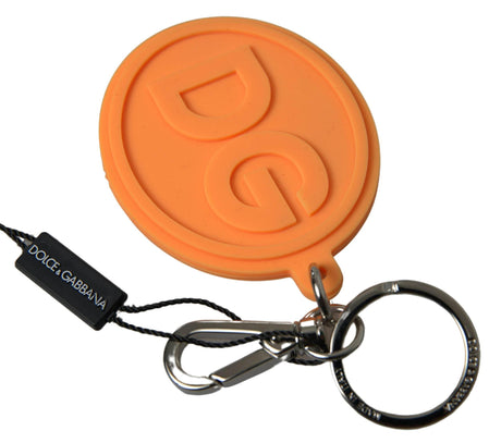 Dolce & Gabbana Orange Rubber DG Logo Gold Brass Metal Keychain - Hilstor
