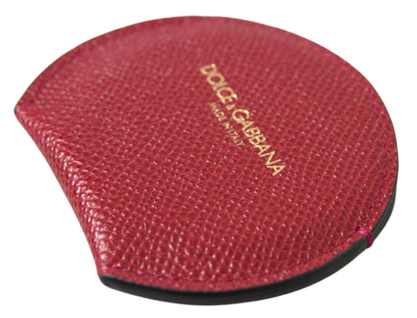 Dolce & Gabbana Red Calfskin Leather Round Hand Mirror Holder - Hilstor