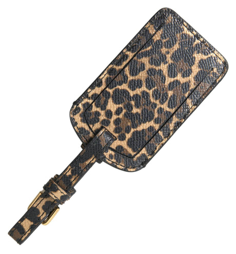 Dolce & Gabbana Multicolor Leopard Dauphine Leather DG Logo Luggage Tag - Hilstor