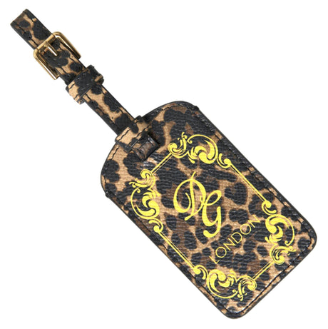 Dolce & Gabbana Multicolor Leopard Dauphine Leather DG Logo Luggage Tag - Hilstor