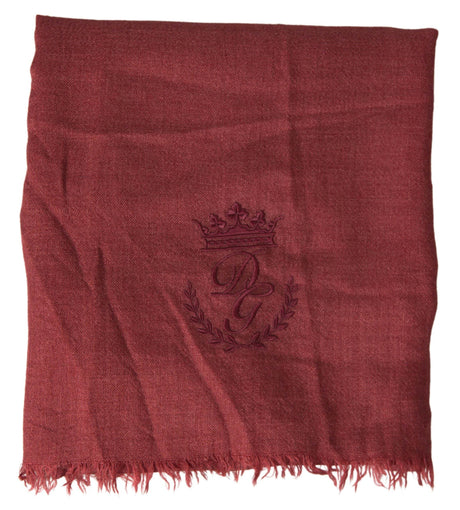 Dolce & Gabbana Maroon Cashmere Knit Wrap Shawl Fringe Scarf - Hilstor