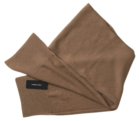 Dolce & Gabbana Brown Knitted Camel Wrap Shawl Foulard Scarf - Hilstor