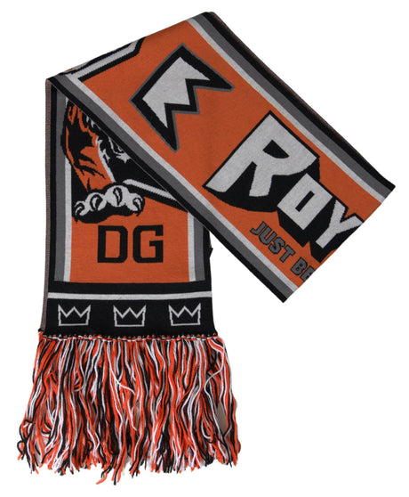 Dolce & Gabbana Multicolor Wool DG Royals Wrap Fringe Scarf - Hilstor