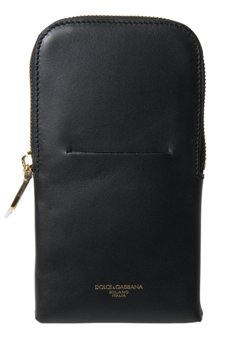 Dolce & Gabbana Black Leather Men Purse Double Belt Strap Bracelet Bag - Hilstor