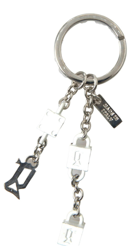 Dolce & Gabbana Silver Tone Metal DG Logo Engraved Keyring Keychain - Hilstor
