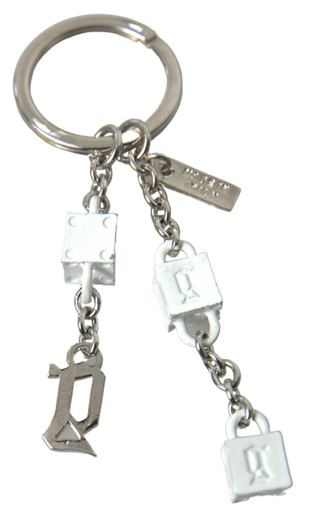 Dolce & Gabbana Silver Tone Metal DG Logo Engraved Keyring Keychain - Hilstor