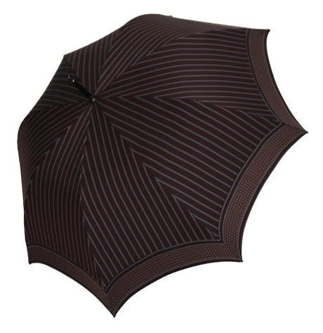 Dolce & Gabbana Brown Striped Leather Handle Collapsible Sartoria Umbrella - Hilstor