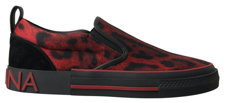 Dolce & Gabbana Red Black Leopard Loafers Sneakers Shoes - Hilstor