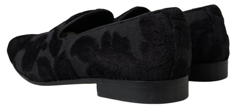 Dolce & Gabbana Black Brocade Loafers Formal Shoes - Hilstor