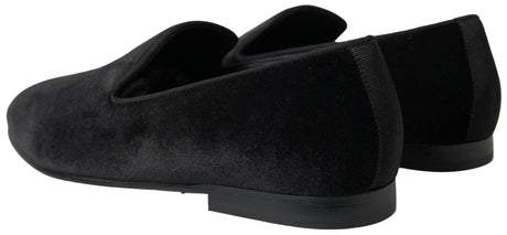 Dolce & Gabbana Black Velvet Loafers Formal Shoes - Hilstor