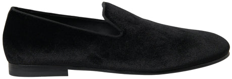 Dolce & Gabbana Black Velvet Loafers Formal Shoes - Hilstor