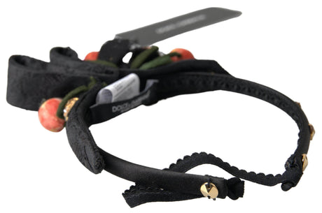 Dolce & Gabbana Black with multicolor Fig Fruit Crystal Tiara Diadem Headband - Hilstor