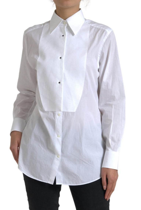 Dolce & Gabbana Cotton Collared Long Sleeves Shirt White - Hilstor