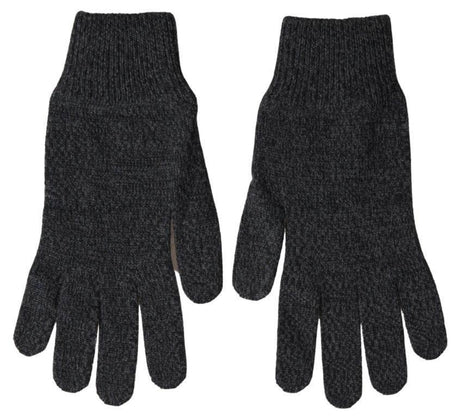 Dolce & Gabbana Gray Virgin Wool Knit Hands Mitten Men Gloves - Hilstor