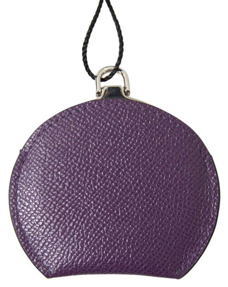 Dolce & Gabbana Purple Calfskin Leather Round Hand Mirror Holder - Hilstor