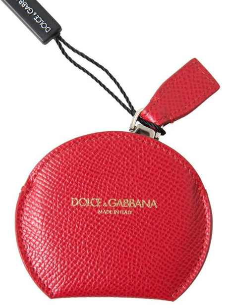 Dolce & Gabbana Red Calfskin Leather Hand Mirror Holder - Hilstor