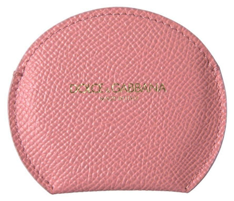 Dolce & Gabbana Pink Calfskin Leather Round Mirror Holder - Hilstor