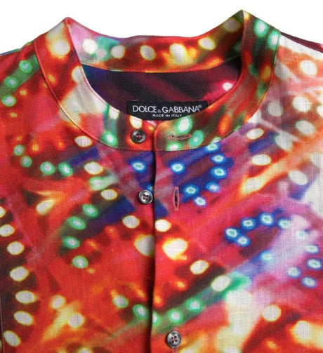 Dolce & Gabbana Multicolor Luminarie Print Linen Shirt - Hilstor