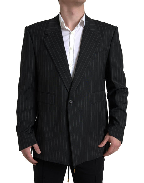 Dolce & Gabbana Black Stripe Single Breasted SICILIA Blazer - Hilstor