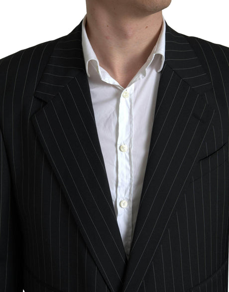 Dolce & Gabbana Black Stripe Single Breasted SICILIA Blazer - Hilstor