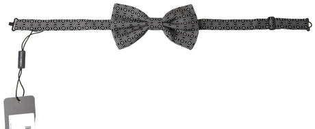 Dolce & Gabbana Black White Pattern Adjustable Neck Papillon Bow Tie - Hilstor