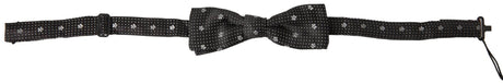 Dolce & Gabbana Black Patterned Silk Adjustable Men Neck Papillon Bow Tie - Hilstor