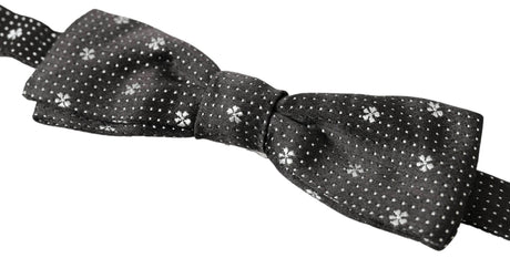 Dolce & Gabbana Black Patterned Silk Adjustable Men Neck Papillon Bow Tie - Hilstor