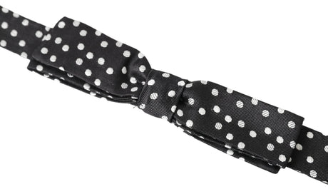 Dolce & Gabbana Black Polka Dot Silk Adjustable Men Neck Papillon Bow Tie - Hilstor