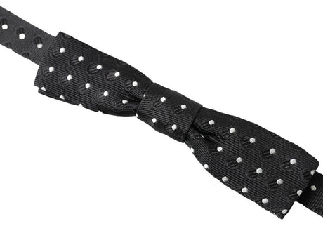 Dolce & Gabbana Black Polka Dot Silk Adjustable Men Neck Papillon Bow Tie - Hilstor