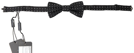 Dolce & Gabbana Black Polka Dot Silk Adjustable Men Neck Papillon Bow Tie - Hilstor