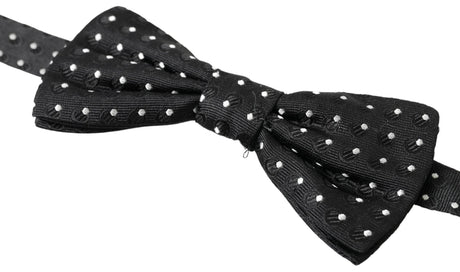 Dolce & Gabbana Black Polka Dot Silk Adjustable Men Neck Papillon Bow Tie - Hilstor