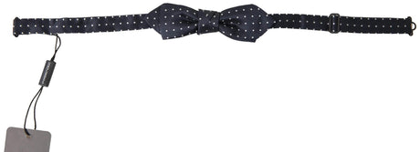 Dolce & Gabbana Blue Polka Dot Silk Adjustable Men Neck Papillon Bow Tie - Hilstor
