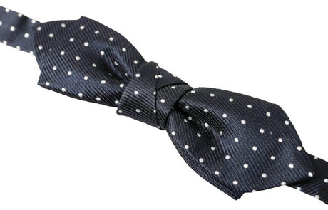 Dolce & Gabbana Blue Polka Dot Silk Adjustable Men Neck Papillon Bow Tie - Hilstor