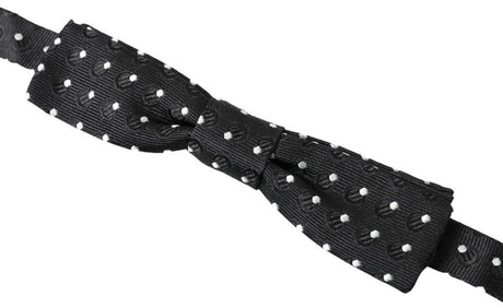 Dolce & Gabbana Black Polka Dot Silk Adjustable Men Neck Papillon Bow Tie - Hilstor