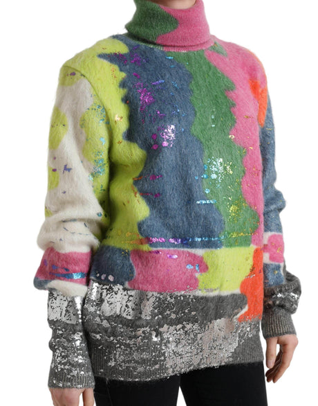 Dolce & Gabbana Multicolor Mohair Turtleneck Pullover Sweater - Hilstor