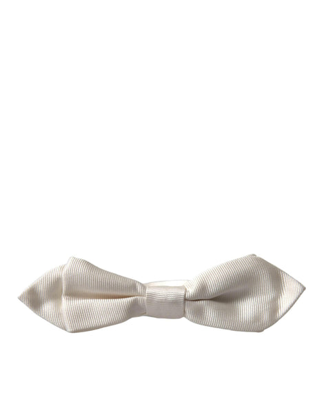 Dolce & Gabbana White Silk Slim Adjustable Neck Papillon Bow Tie - Hilstor