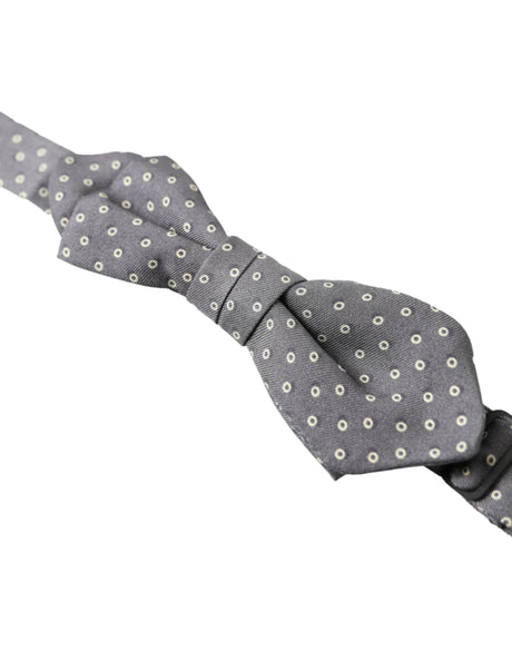 Dolce & Gabbana Gray Polka Dots Silk Adjustable Neck Papillon Bow Tie - Hilstor