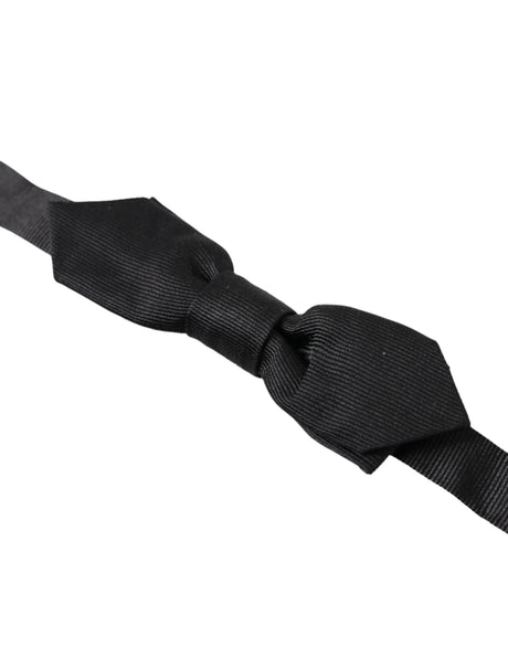 Dolce & Gabbana Black Solid Silk Adjustable Neck Papillon Bow Tie - Hilstor