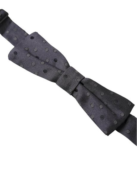 Dolce & Gabbana Blue Polka Dot Silk Adjustable Neck Men Papillon Bow Tie - Hilstor