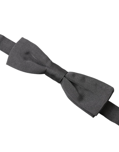 Dolce & Gabbana Dark Gray Silk Adjustable Neck Men Papillon Bow Tie - Hilstor