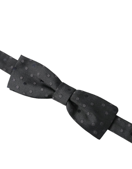 Dolce & Gabbana Gray Polka Dot Silk Adjustable Neck Men Papillon Bow Tie - Hilstor