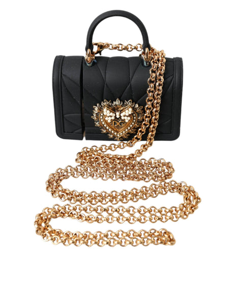 Dolce & Gabbana Black Silicone Devotion Heart Gold Chain Airpods Case - Hilstor