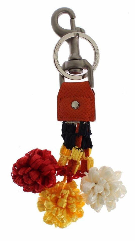 Dolce & Gabbana Red White Raffia Leather Clasp Finder Keyring Keychain - Hilstor