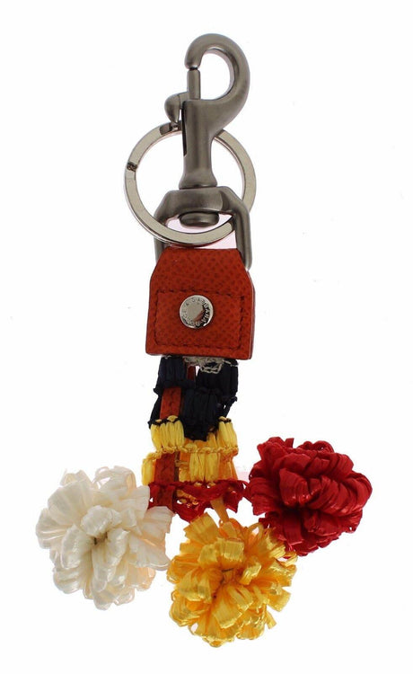 Dolce & Gabbana Red White Raffia Leather Clasp Finder Keyring Keychain - Hilstor