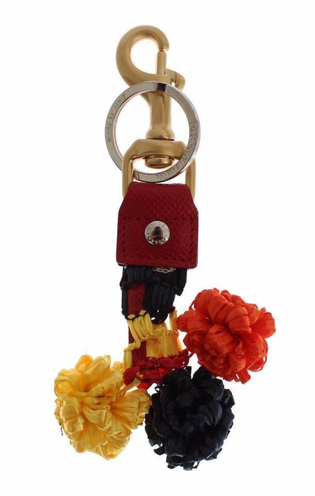 Dolce & Gabbana Gold Yellow Raffia Leather Clasp Finder Chain Keyring - Hilstor