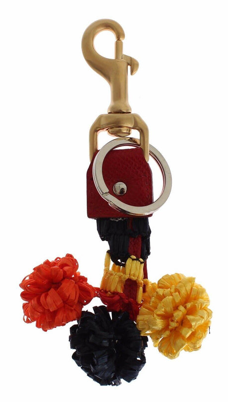 Dolce & Gabbana Gold Yellow Raffia Leather Clasp Finder Chain Keyring - Hilstor